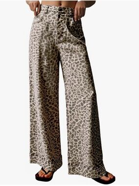 Source Unknown Beige and Brown Leopard Print Women’s Jeans